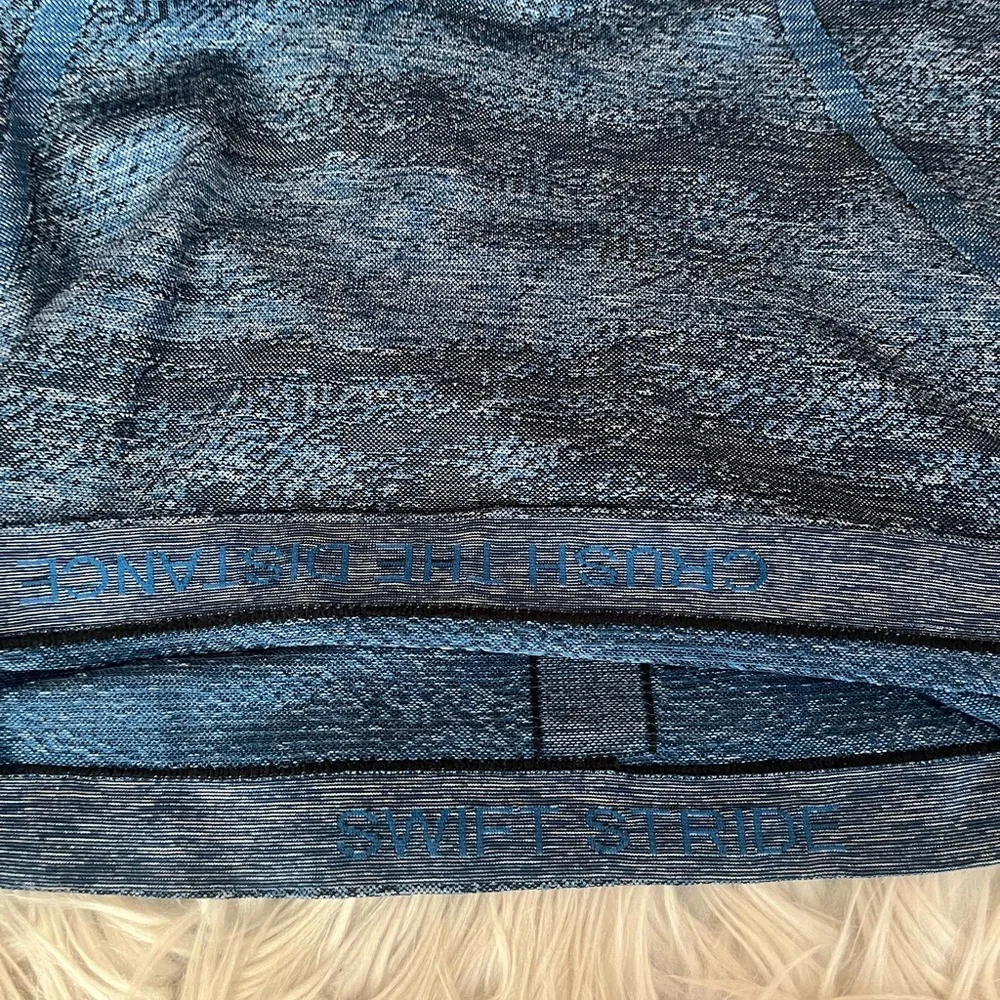 {Lululemon} Swiftly Speed Hooded 1/2 Zip Water Resistant in Poseidon Black Cyan